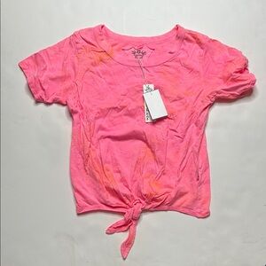 Pink Tie-Front Tie-Dye T-Shirt